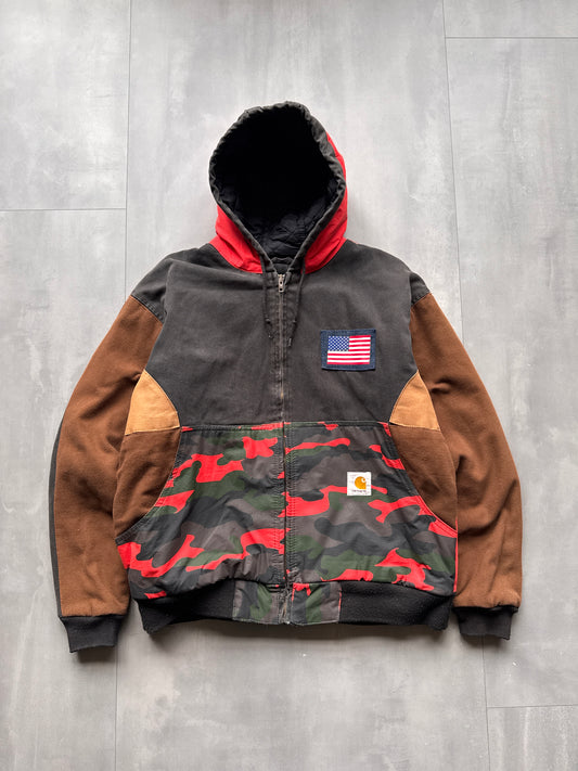 VINTAGE CARHARTT REWORKED CAMO PATTERN ACTIVE JACKET - L