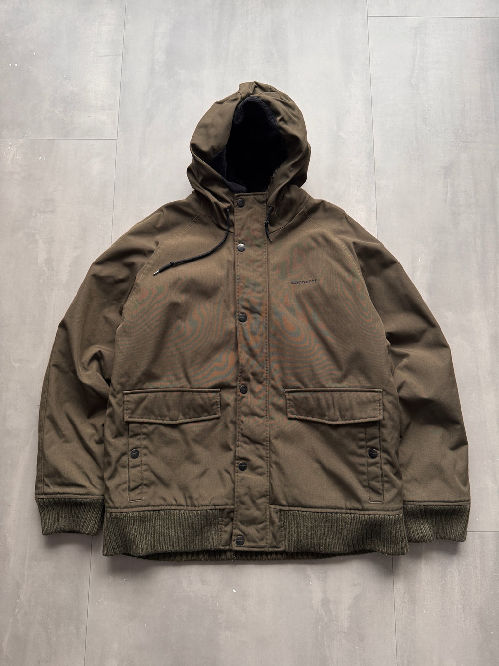VINTAGE CARHARTT GREEN/OLIVE LINED JACKET - XL
