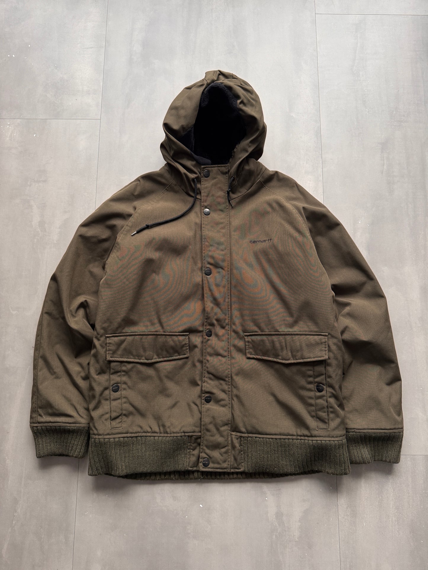 VINTAGE CARHARTT GREEN/OLIVE LINED JACKET - XL