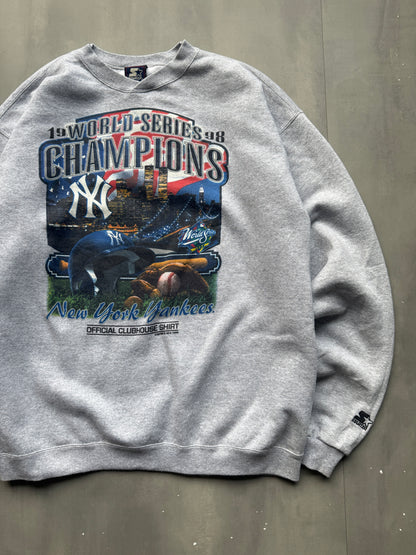VINTAGE STARTER MLB NEW YORK YANKEES CHAMPIONS '98 SWEATER - L