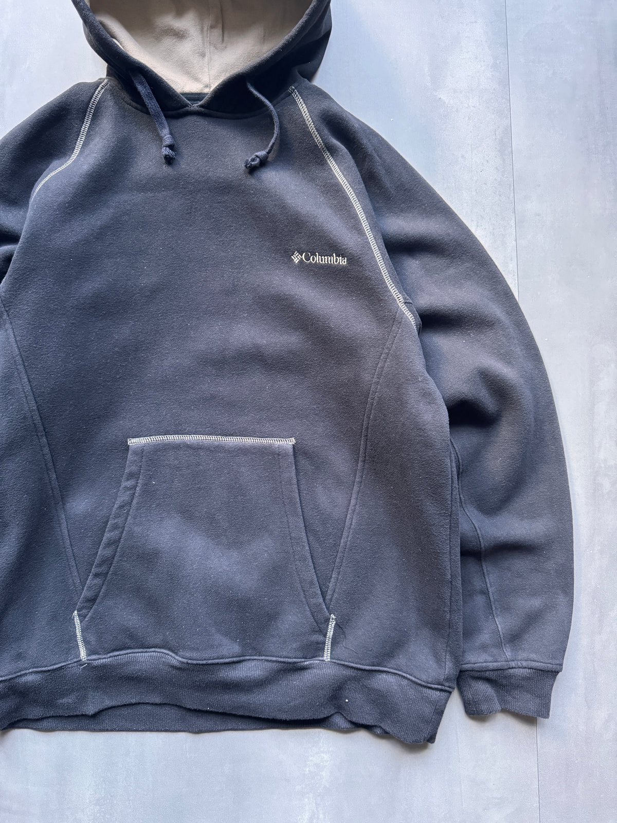 VINTAGE COLUMBIA GREY/BROWN HOODIE - S
