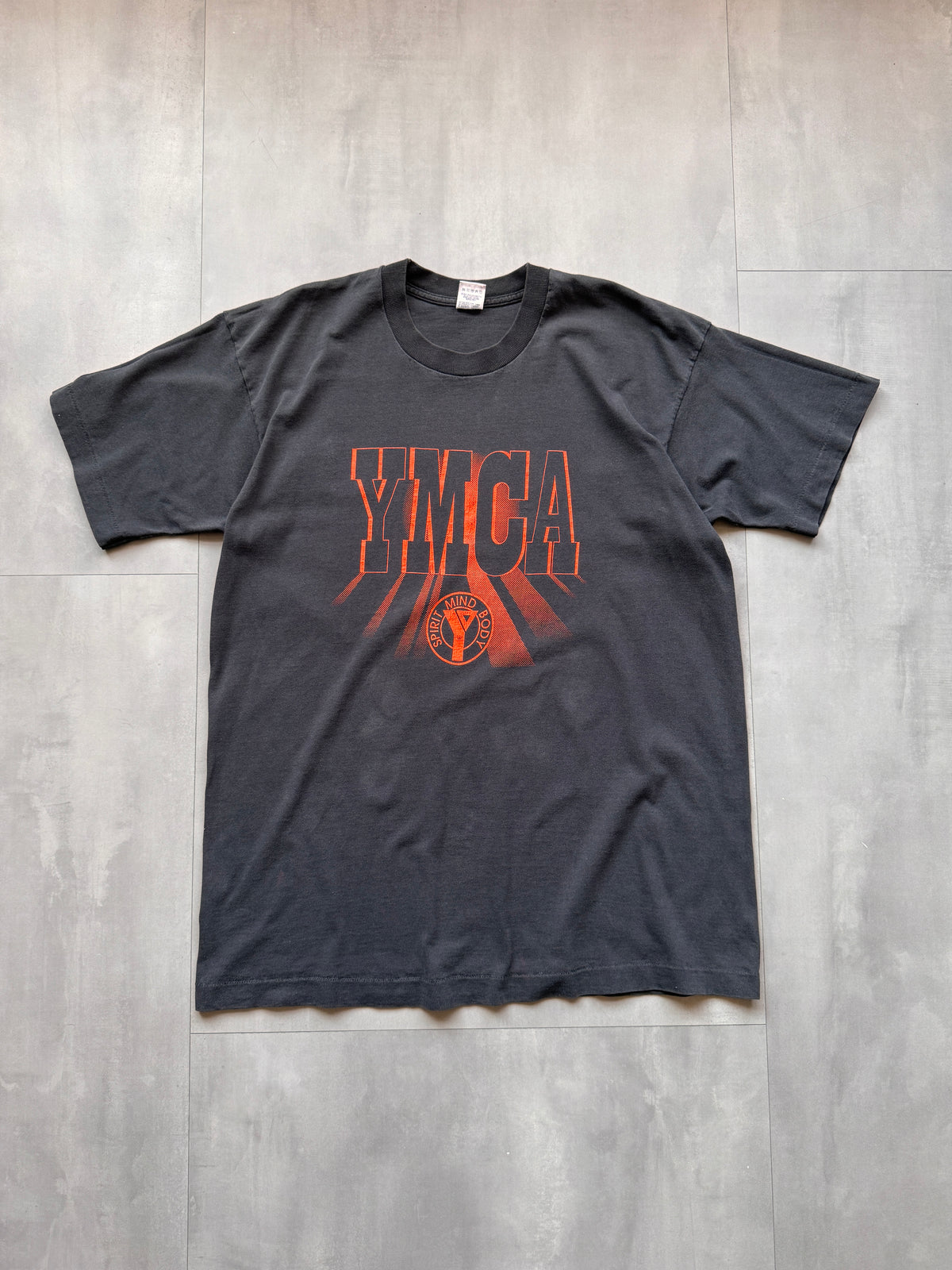 VINTAGE YMCA BLACK TEE - XL