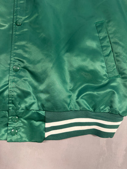 VINTAGE CHALKLINE MICHIGAN STATE SPARTANS GREEN SATIN BOMBER JACKET - XL