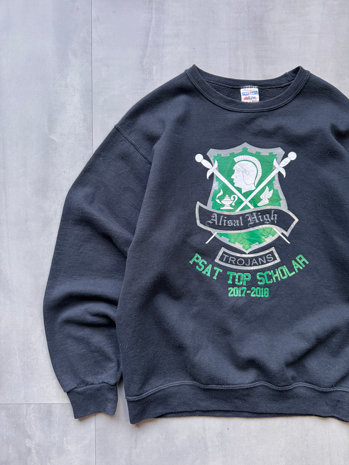 ALISAL HIGH TROJANS BLACK SWEATER - SMALL