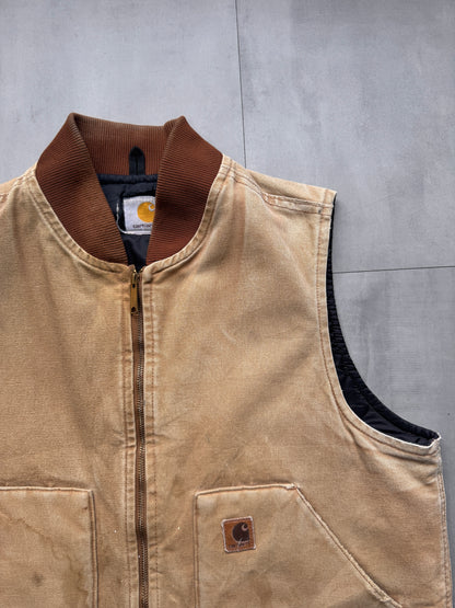 VINTAGE CARHARTT TAN WORK GILET - LARGE