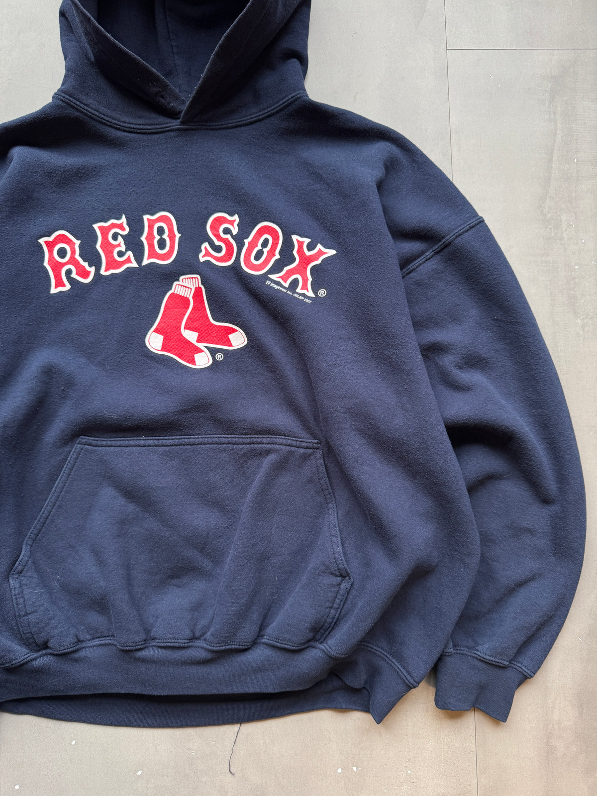 VINTAGE MLB RED SOX '07 NAVY HOODIE - L