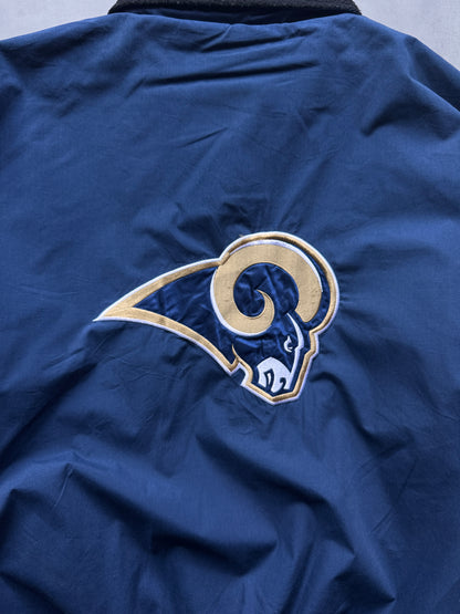 VINTAGE NFL LA RAMS REVERSIBLE FLEECE LINED JACKET - L