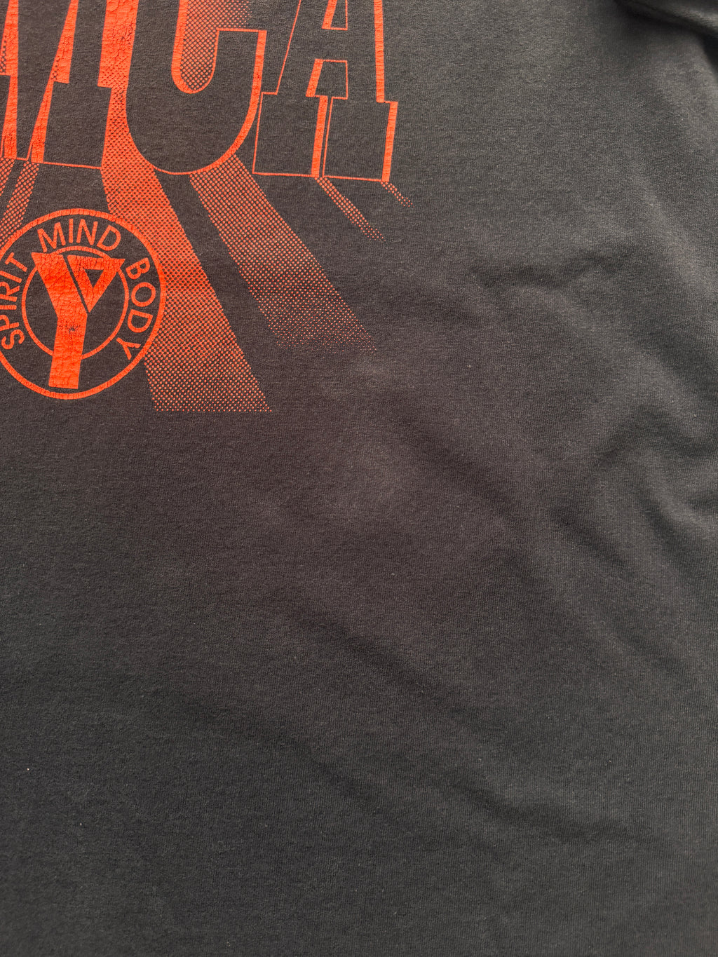 VINTAGE YMCA BLACK TEE - XL