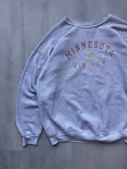 VINTAGE CHAMPION GREY MINNESOTA VIKINGS SWEATER - LARGE