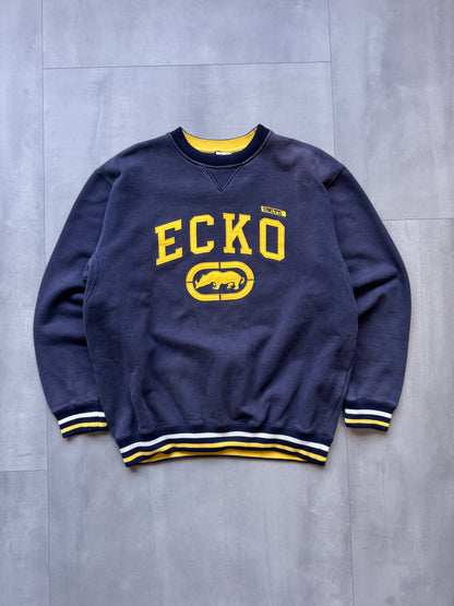 VINTAGE ECKO UNLTD. YELLOW/NAVY SWEATER - MEDIUM