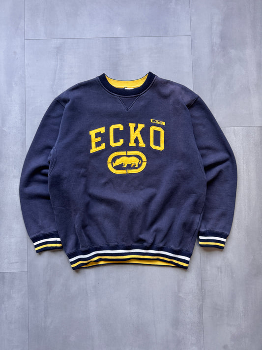 VINTAGE ECKO UNLTD. YELLOW/NAVY SWEATER - MEDIUM