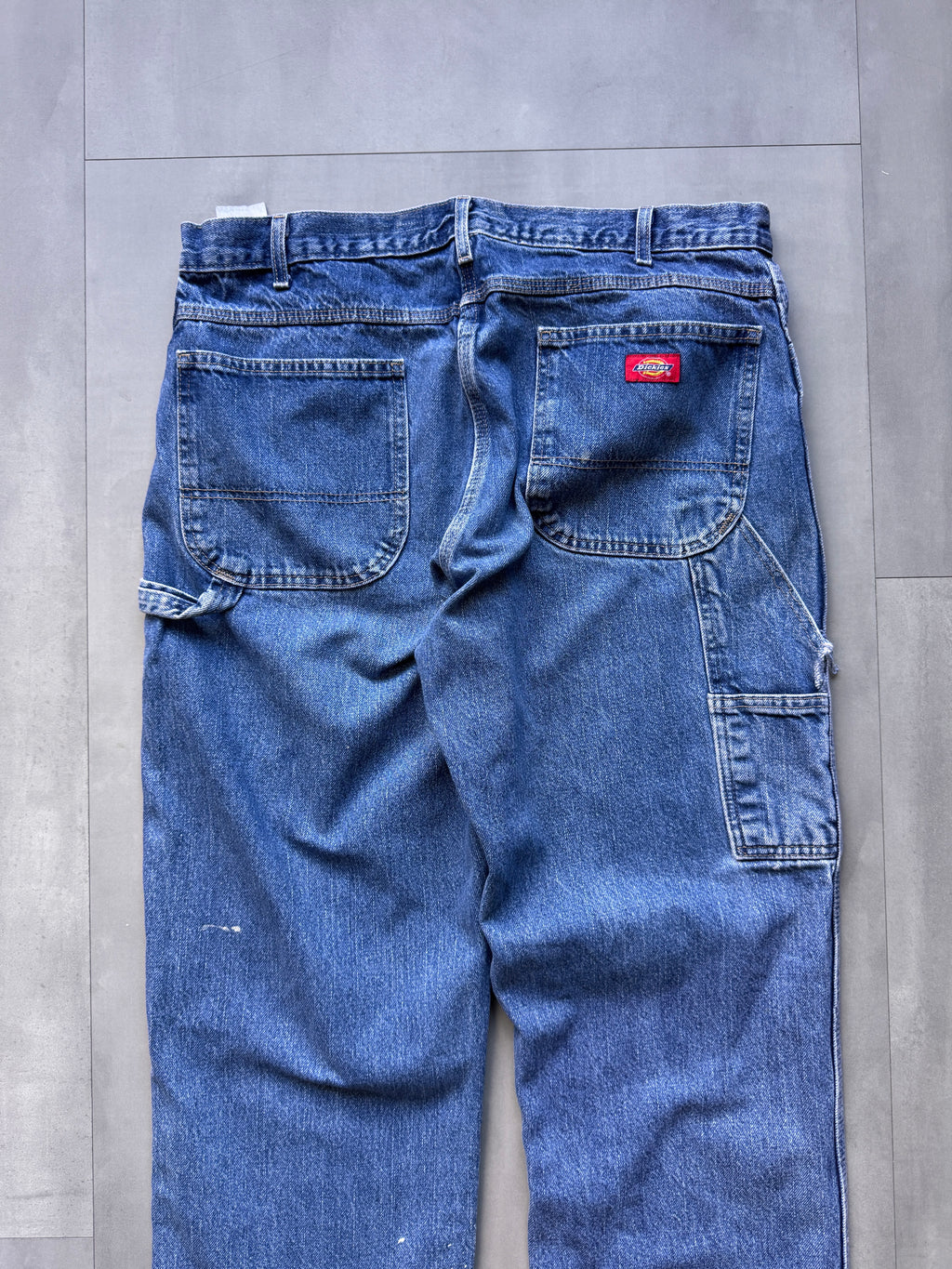 VINTAGE DICKIES LIGHT WASHED DISTRESSED DENIM CARPENTER PANTS - 32
