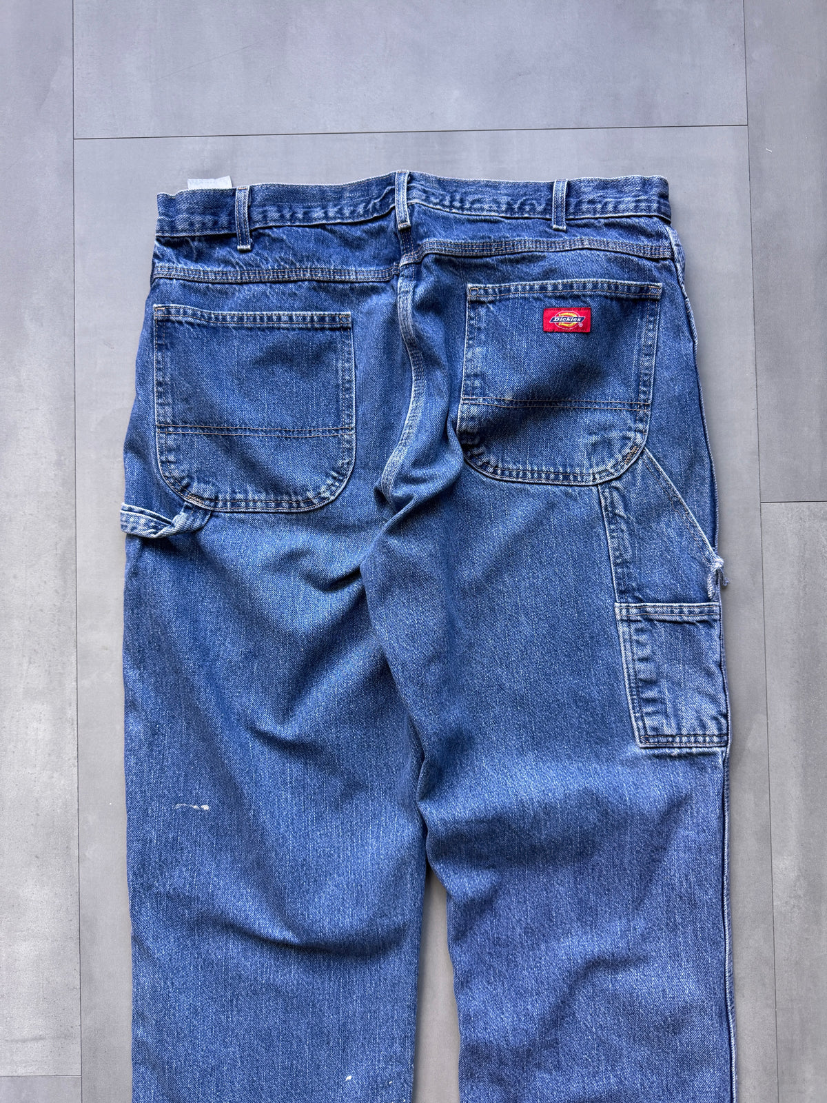 VINTAGE DICKIES LIGHT WASHED DISTRESSED DENIM CARPENTER PANTS - 32