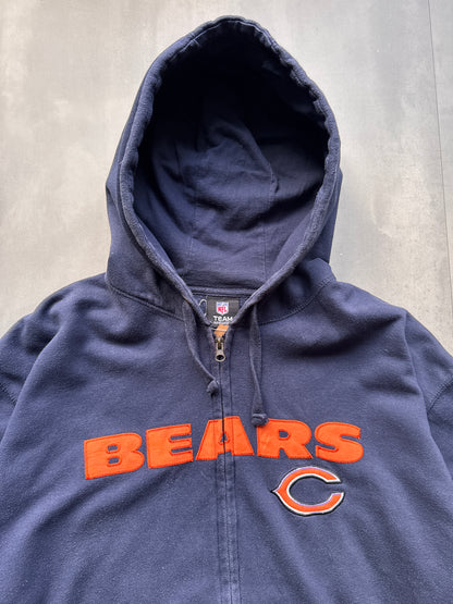 VINTAGE NFL CHICAGO BEARS NAVY ZIP UP HOODIE - XL