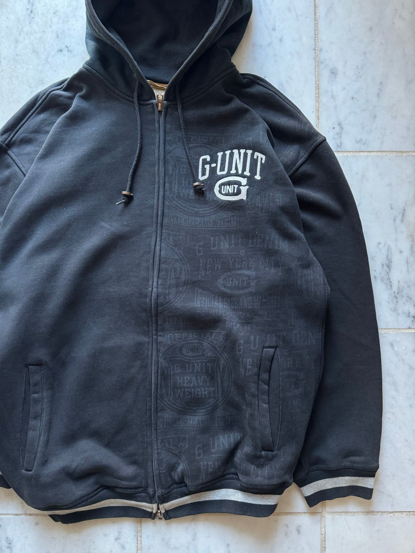 G-UNIT BLACK ZIP UP HOODIE - XLARGE