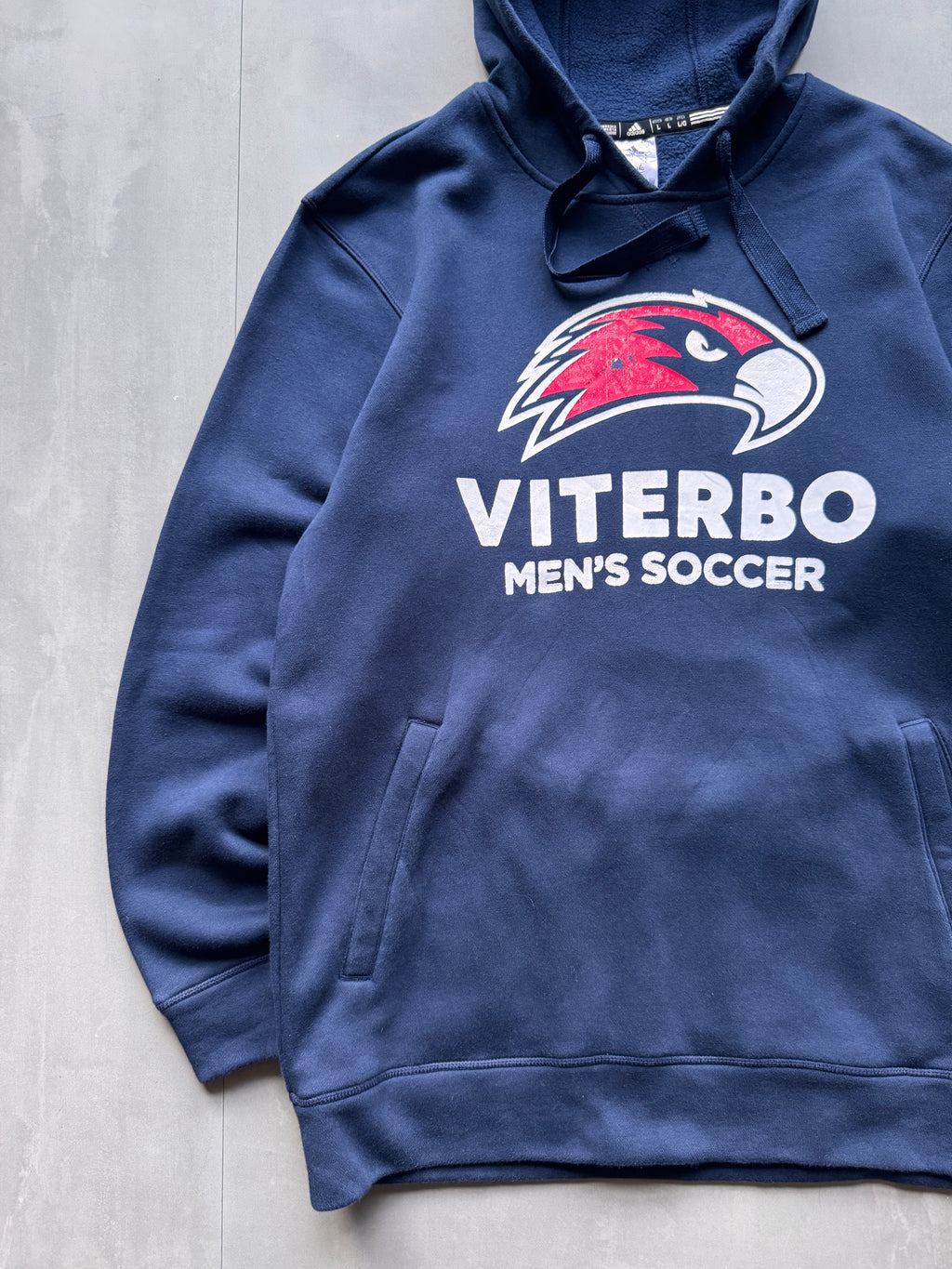 VINTAGE ADIDAS VITERBO SOCCER NAVY HOODIE - L