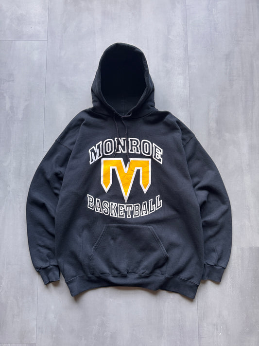 VINTAGE LEE MONROE BASKETBALL BLACK HEAVYWEIGHT HOODIE - LARGE