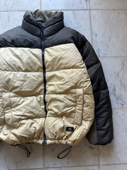 HELLY HANSEN BEIGE/GREY PUFFER JACKET - MEDIUM