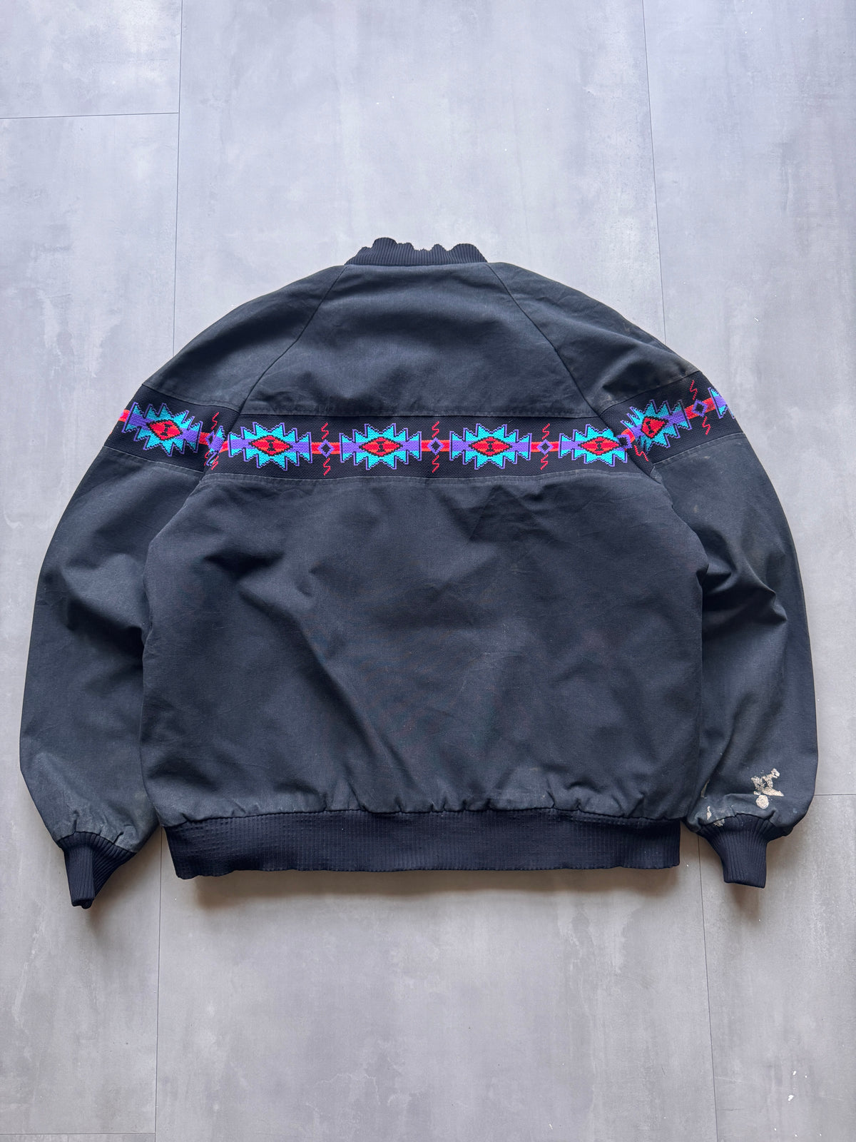 VINTAGE DAVIS JAMES NAVY AZTEC SANTA FE JACKET - L