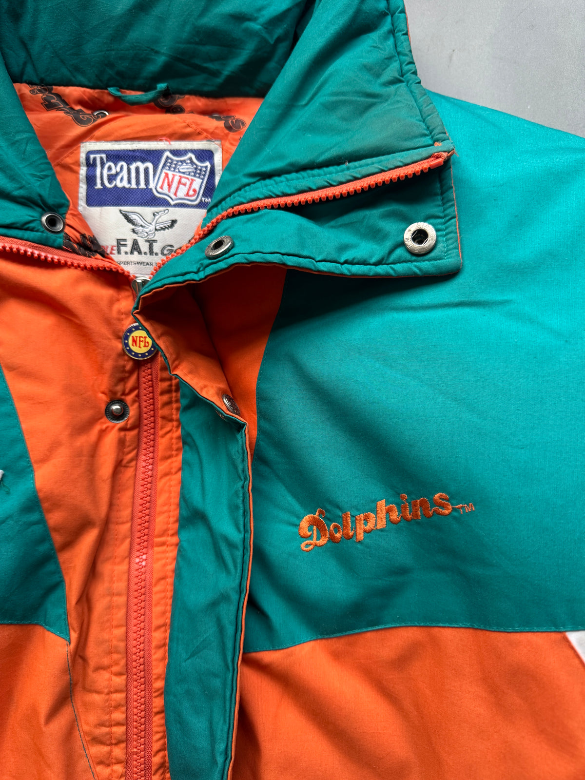 VINTAGE NFL MIAMI DOLPHINS PUFFER JACKET - XL