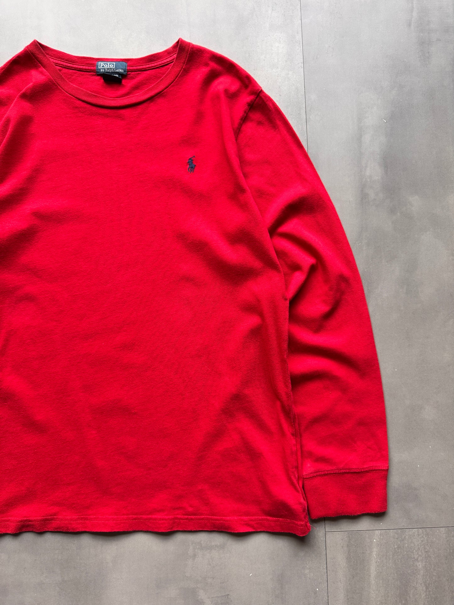 VINTAGE RALPH LAUREN RED LONGSLEEVE TEE - S