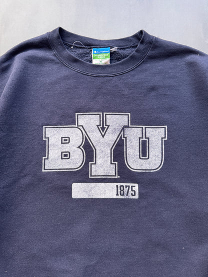 VINTAGE CHAMPION BYU NAVY SWEATER - L