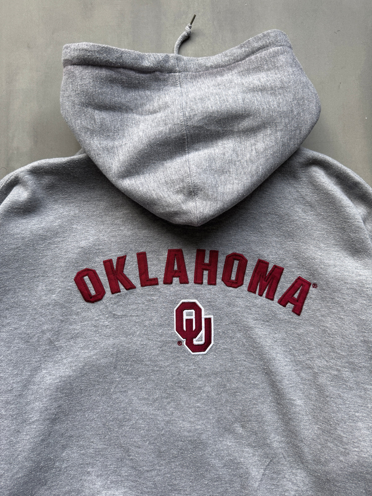 VINTAGE LEE OKLAHOMA SOONERS GREY ZIP UP HOODIE - XL