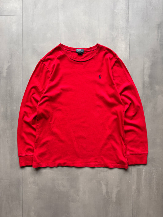 VINTAGE RALPH LAUREN RED LONGSLEEVE TEE - S