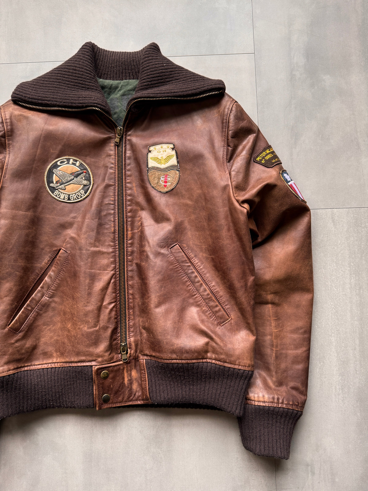 VINTAGE BROWN LEATHER PILOT JACKET - XL