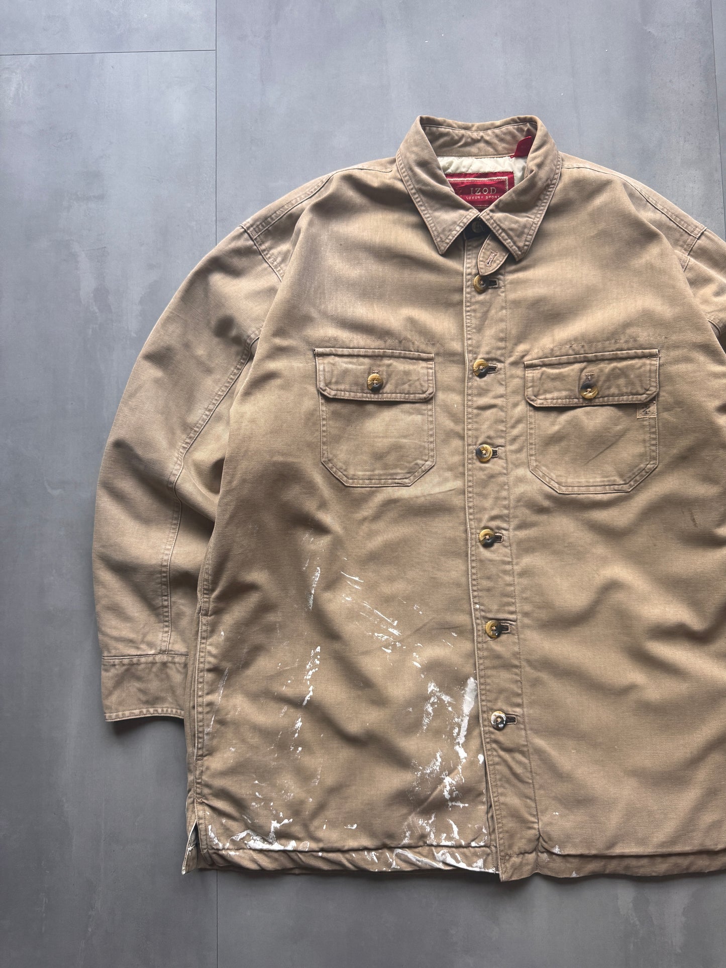 VINTAGE IZOD TAN WORKWEAR SHIRT - XL