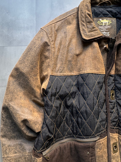VINTAGE CAMEL ACTIVE BROWN AGED LEATHER JACKET - XL