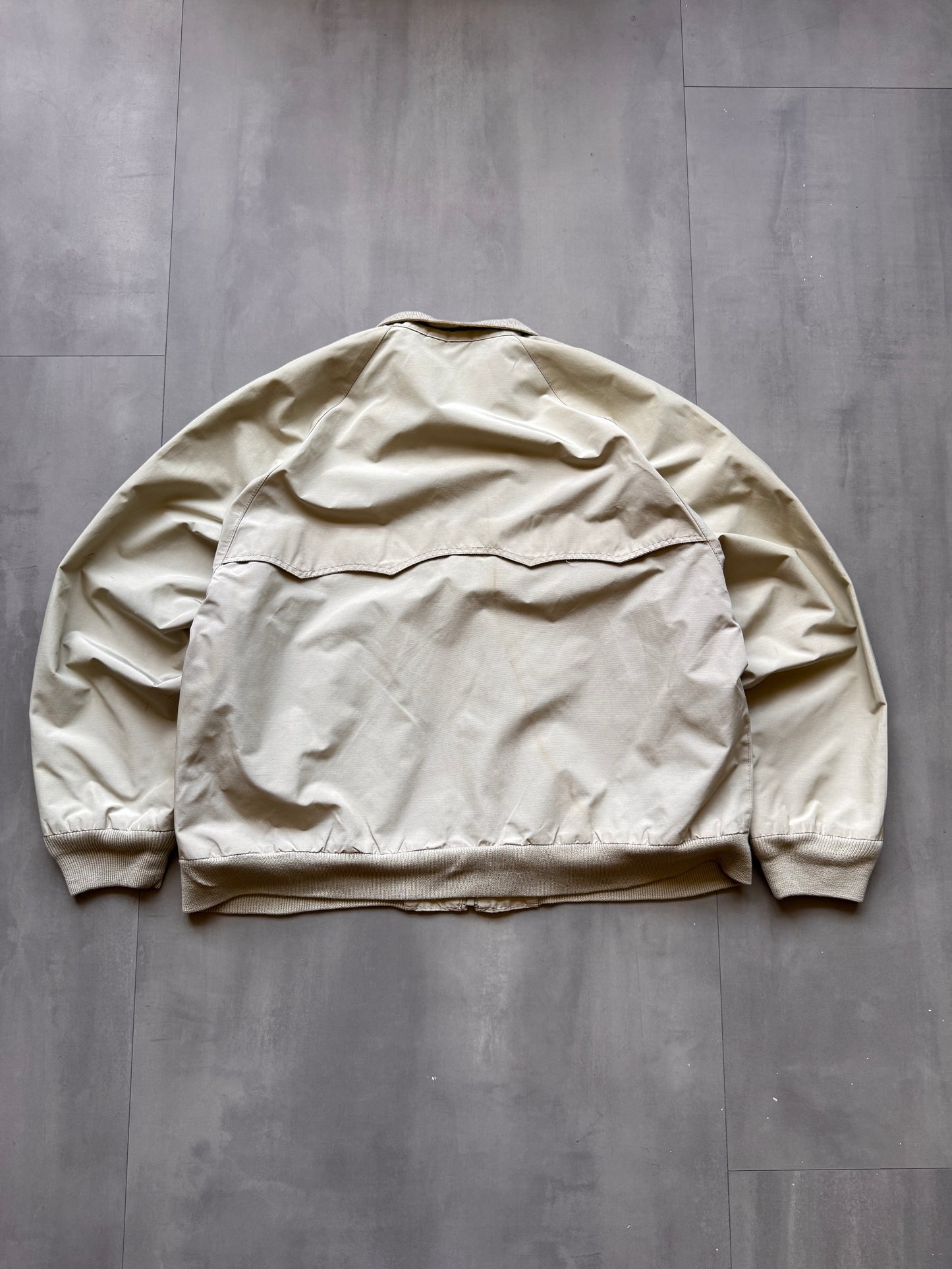 VINTAGE SCHOTT NYC BEIGE TRUCKER JACKET - L