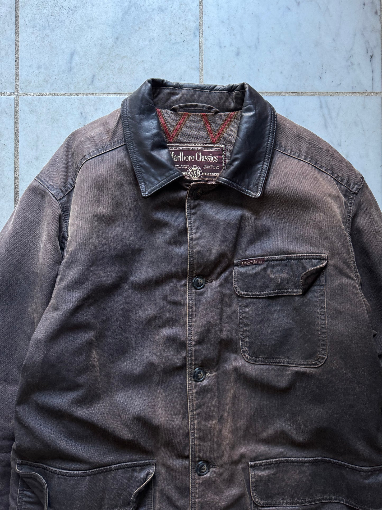 MARLBORO CLASSICS LONG DARK BROWN JACKET - XLARGE