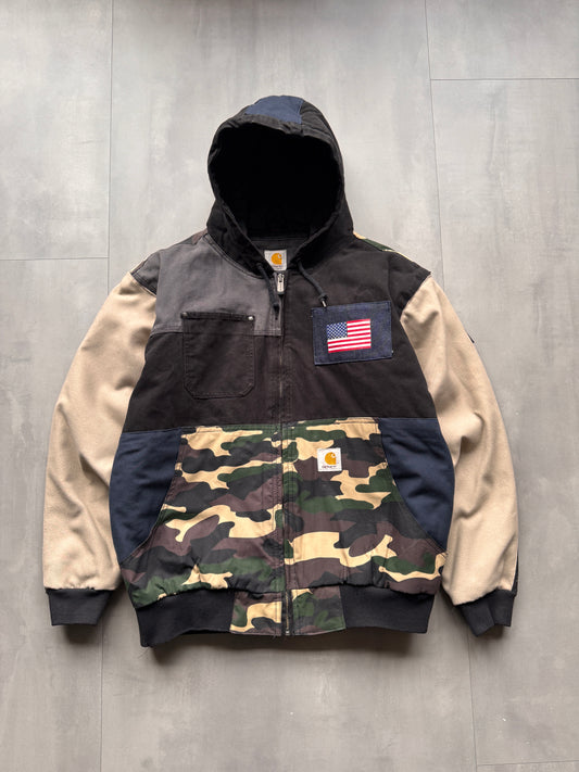 VINTAGE CARHARTT REWORKED CAMO PATTERN ACTIVE JACKET - L