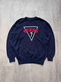 VINTAGE GUESS NAVY KNIT SWEATER - LARGE