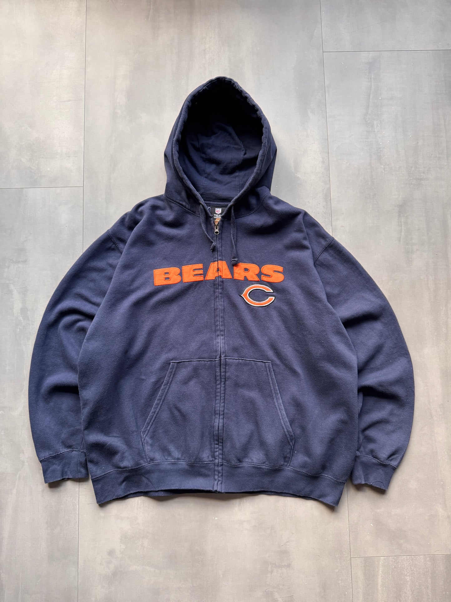 VINTAGE NFL CHICAGO BEARS NAVY ZIP UP HOODIE - XL