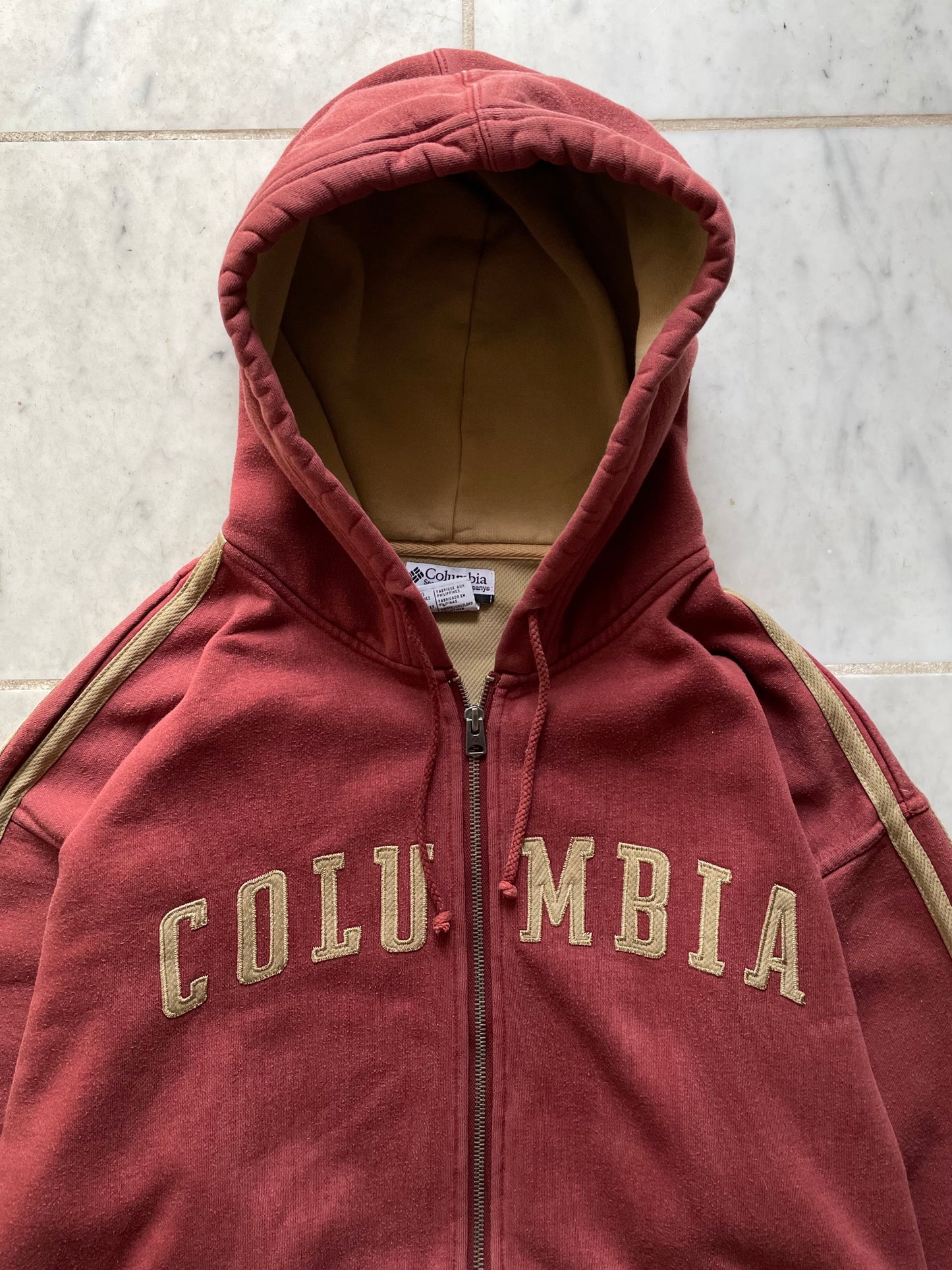 COLUMBIA SPORTSWEAR RED ZIP UP HOODIE - XXLARGE