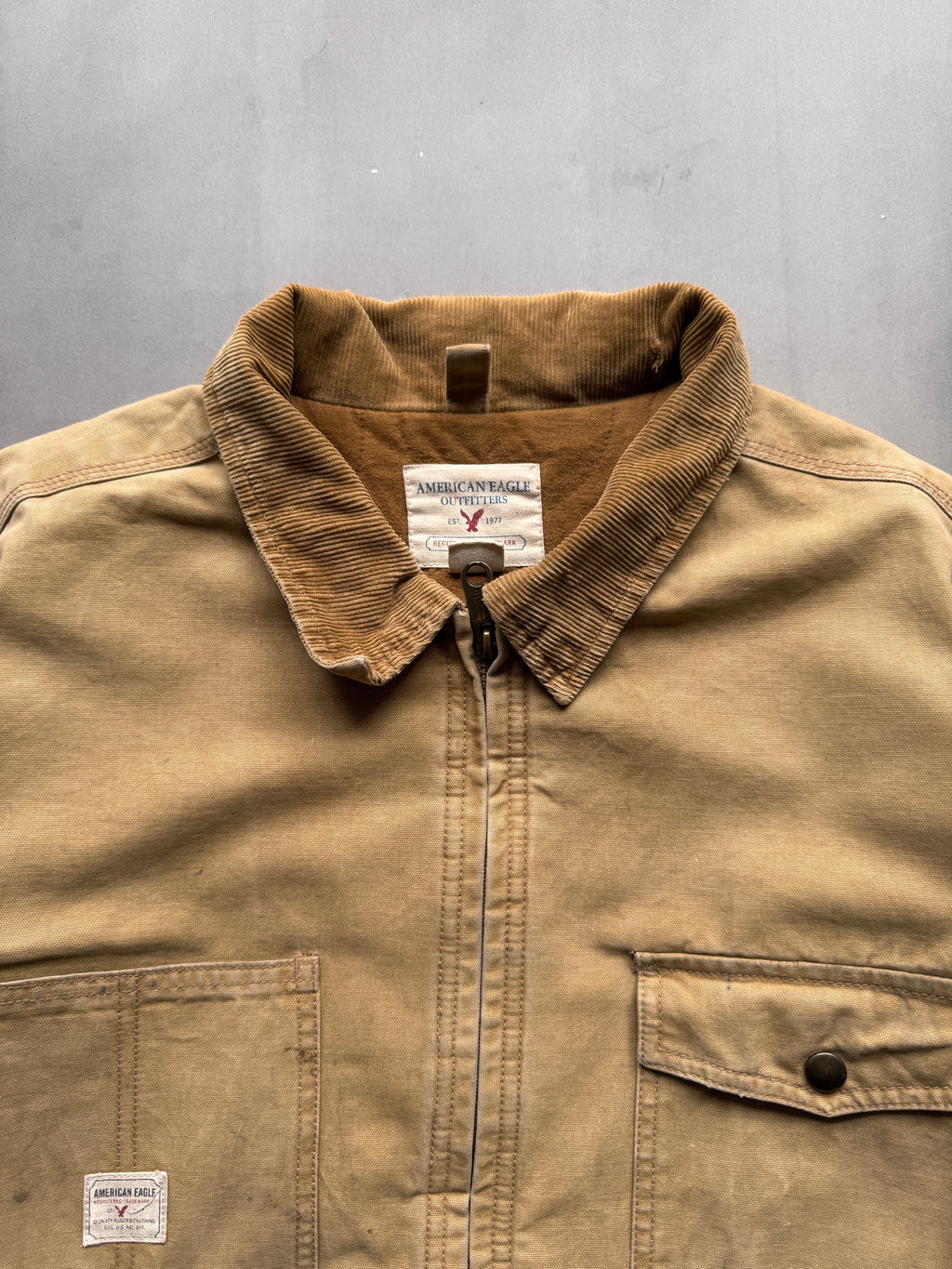 VINTAGE AMERICAN EAGLE TAN DETROIT JACKET - L