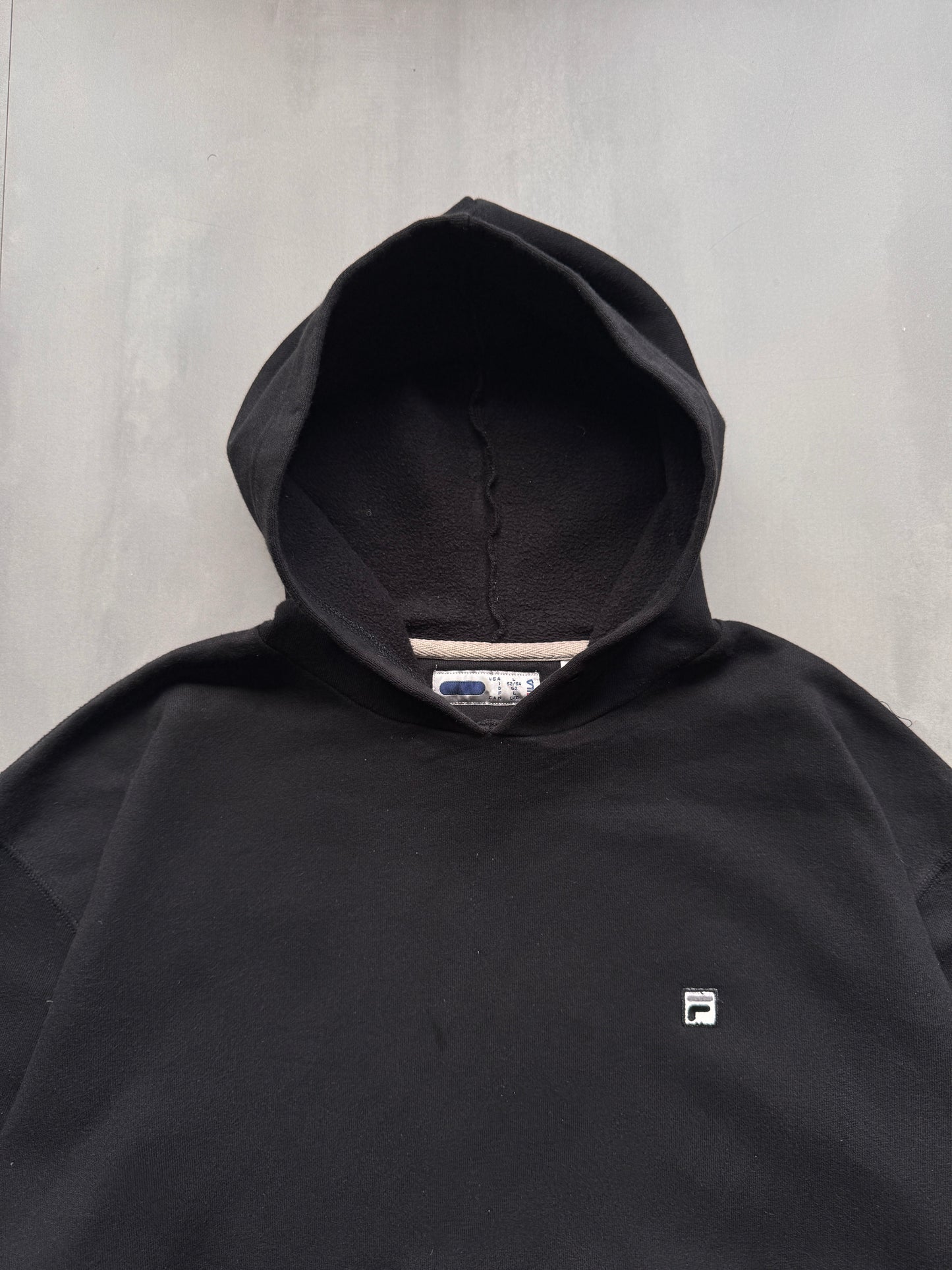 VINTAGE FILA BLACK HOODIE - XL