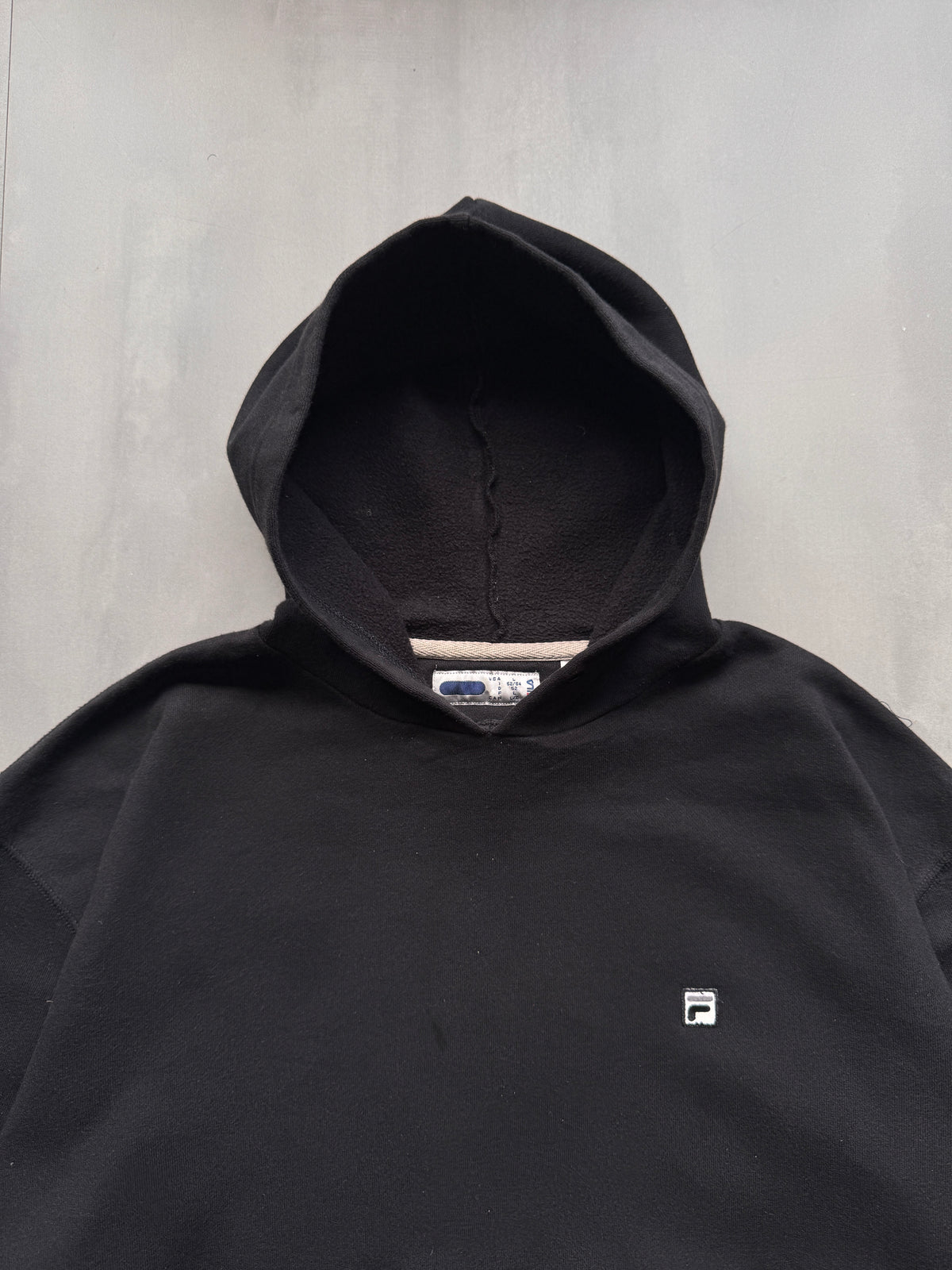 VINTAGE FILA BLACK HOODIE - XL