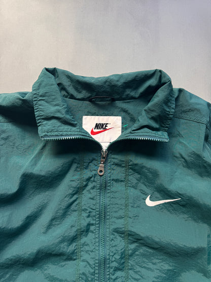 VINTAGE NIKE GREEN TRACK JACKET - L