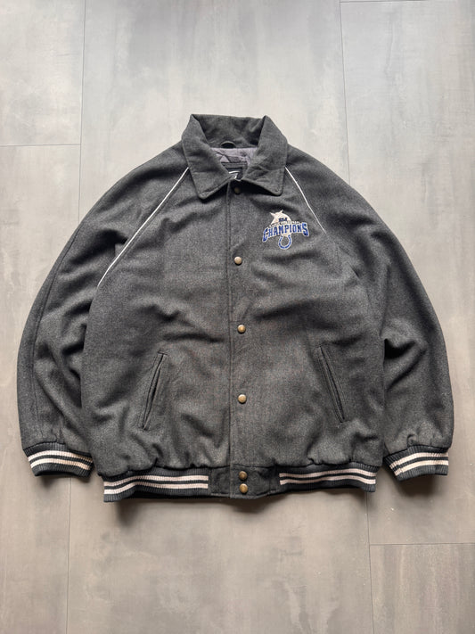 VINTAGE NFL INDIANAPOLIS COLTS GREY WOOL VARSITY JACKET - XXL