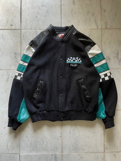 VARSITY RACING JACKET  'GOODWRENCH RACING' TURQUOISE/BLACK JACKET - LARGE