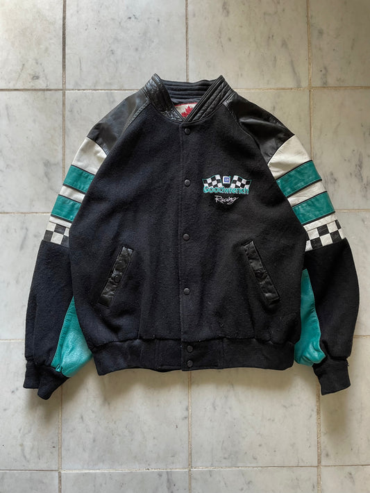 VARSITY RACING JACKET  'GOODWRENCH RACING' TURQUOISE/BLACK JACKET - LARGE