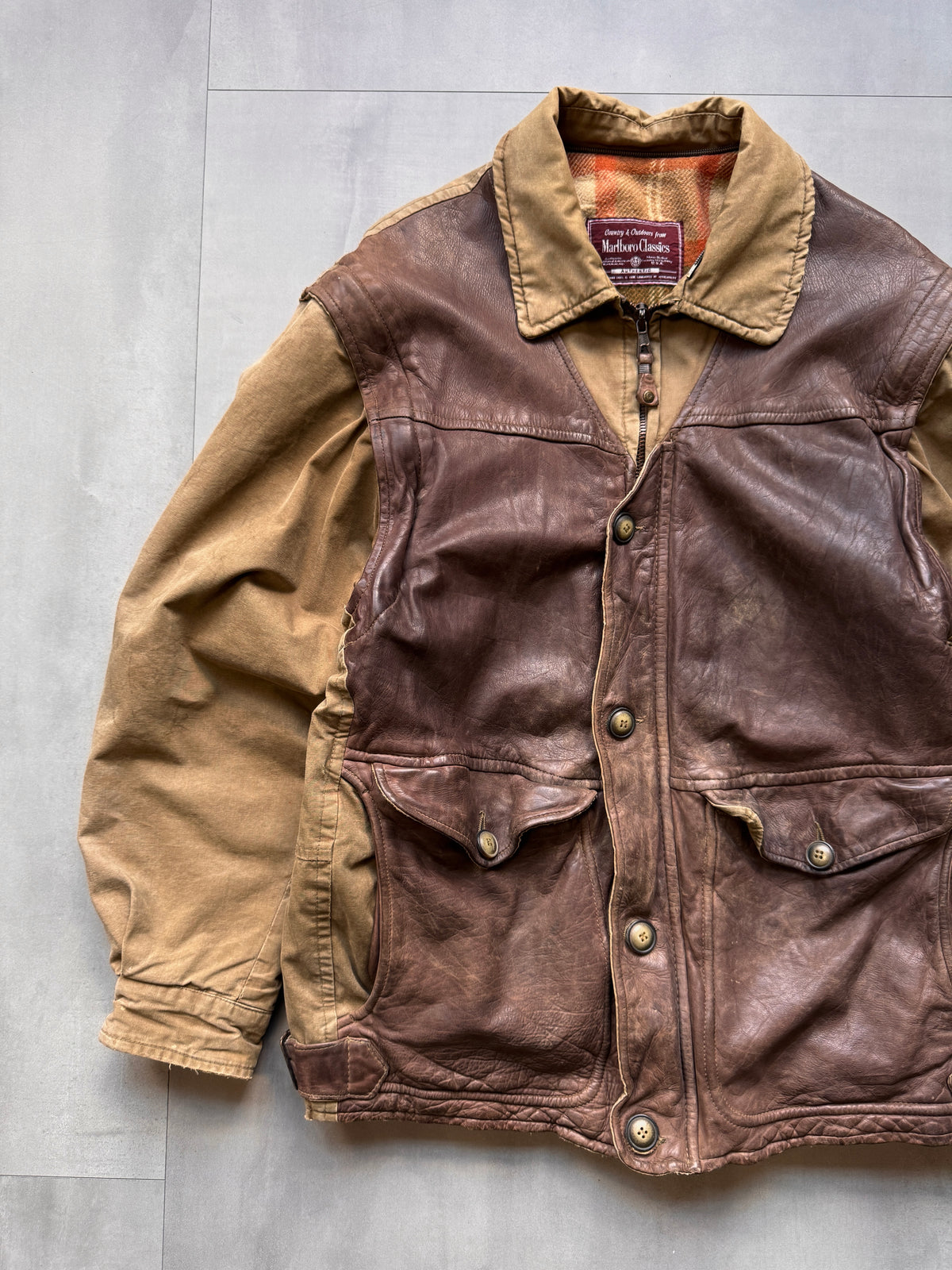 VINTAGE MARLBORO CLASSICS LEATHER JACKET - L