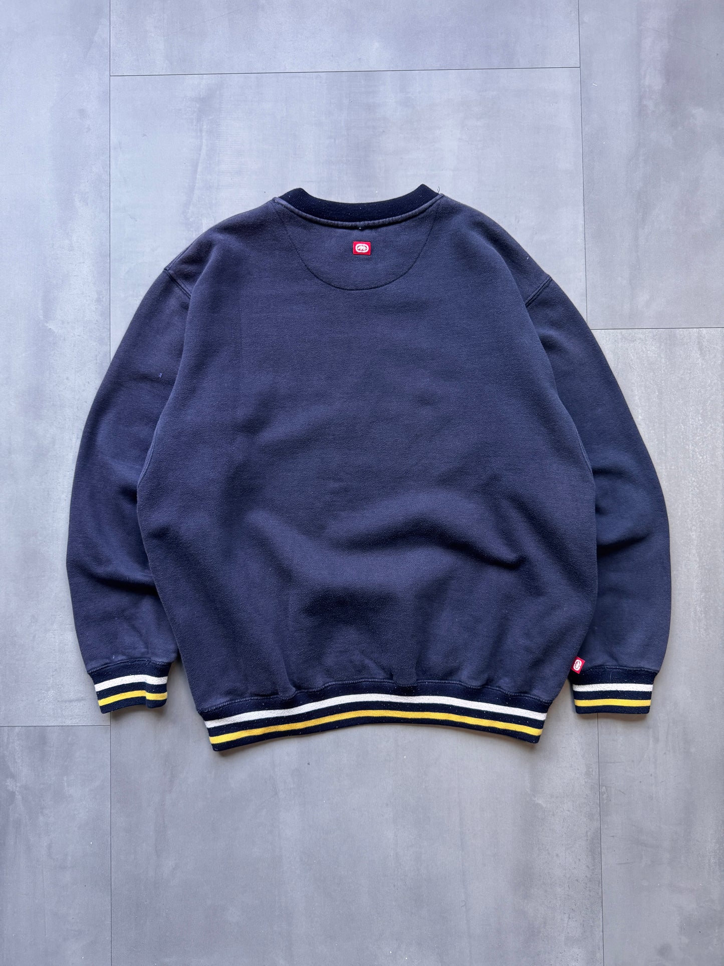 VINTAGE ECKO UNLTD. YELLOW/NAVY SWEATER - MEDIUM
