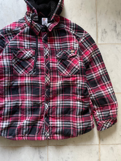 DICKIES FLEECE-LINED HOODED FLANNEL JACKET - XLARGE