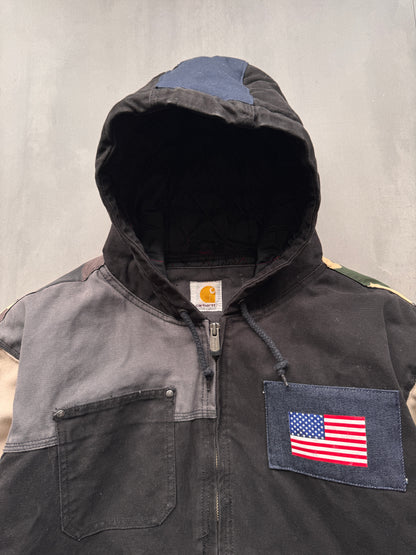 VINTAGE CARHARTT REWORKED CAMO PATTERN ACTIVE JACKET - L