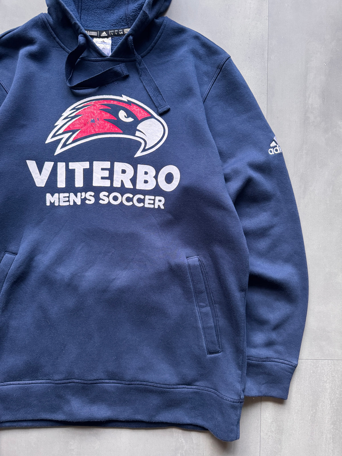 VINTAGE ADIDAS VITERBO SOCCER NAVY HOODIE - L