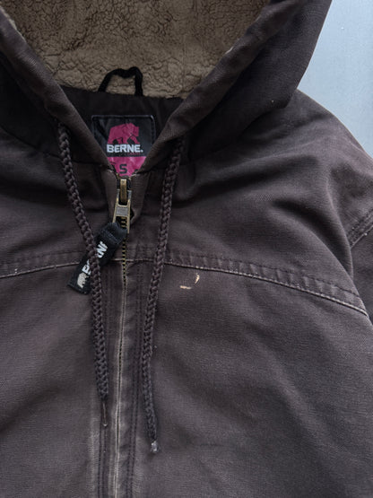 VINTAGE BERNE DARK BROWN SHERPA LINED ACTIVE JACKET - S
